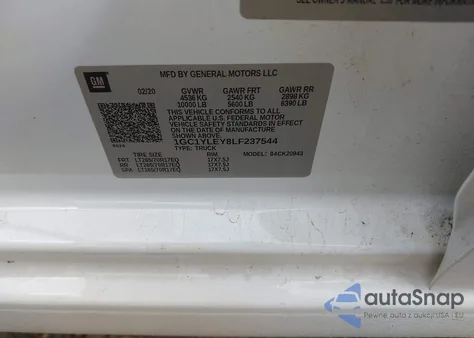 2020 Chevrolet Silverado 2500Hd 4Wd Long Bed Wt из США, поврежденный, VIN 1GC1YLEY8LF237544